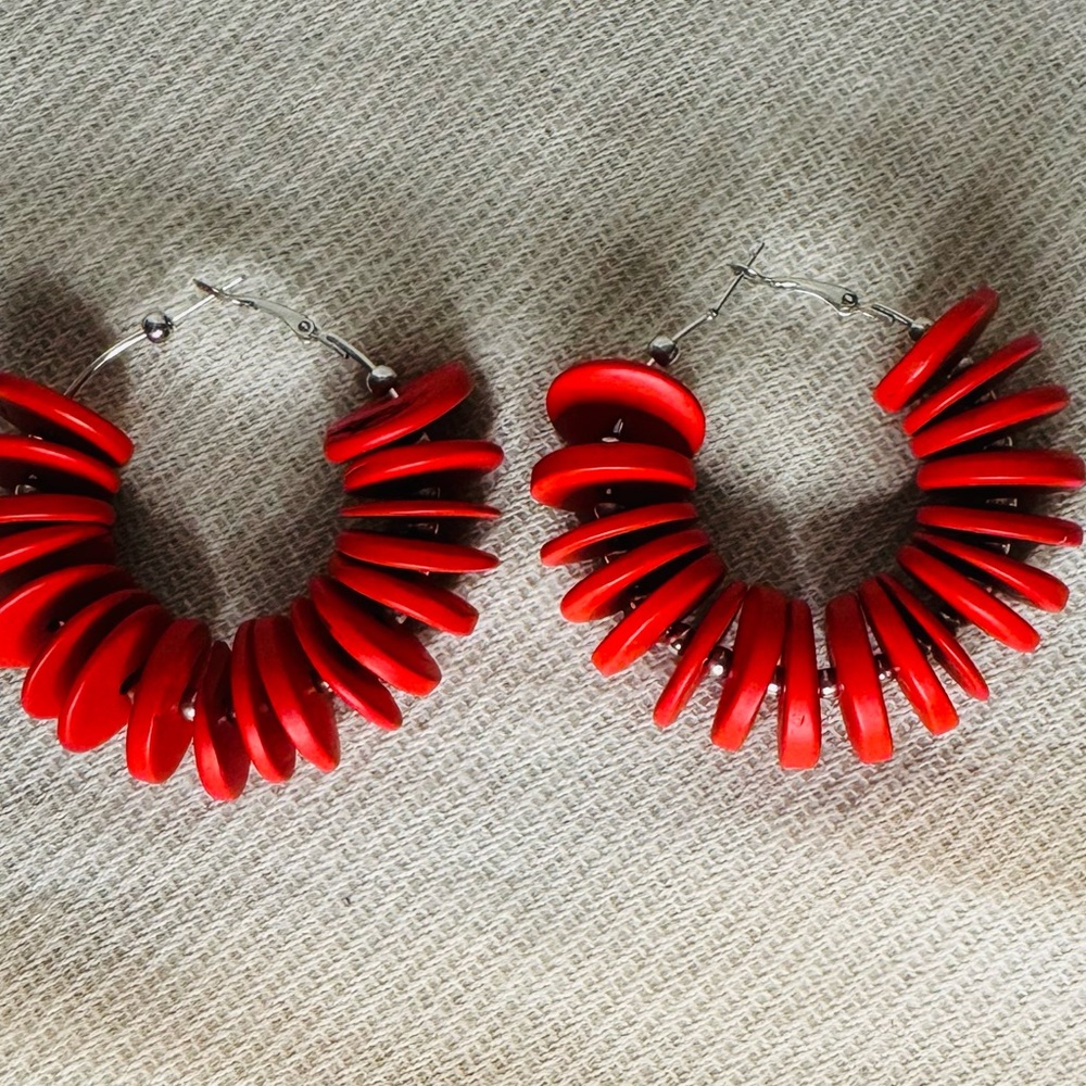 Sassy Jones Red Spiral Earrings